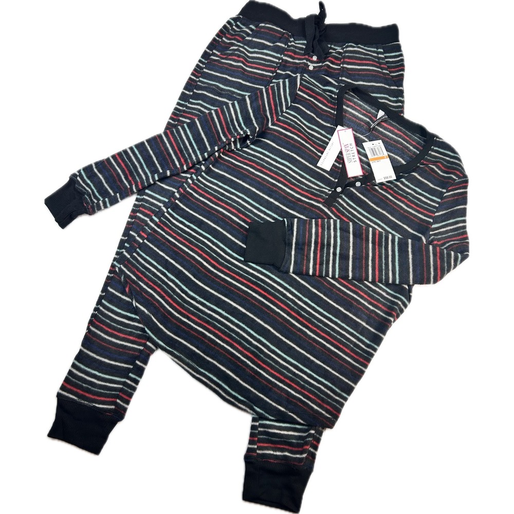 Jones New York Signature Stretch Womens Pajama Set Striped Long Sleeve Pants